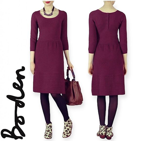 Boden Dresses & Skirts - Boden libby textured sweater knit dress 4 purple plum warm fall preppy Wh552